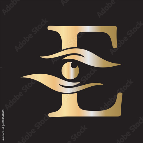 Initial Letter E Charity Logo Combine with Hand and Eye Symbol