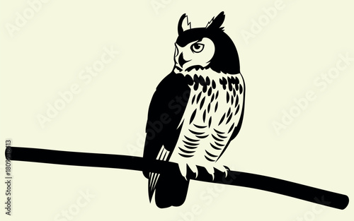 Majestic great horned owl illustration in flight