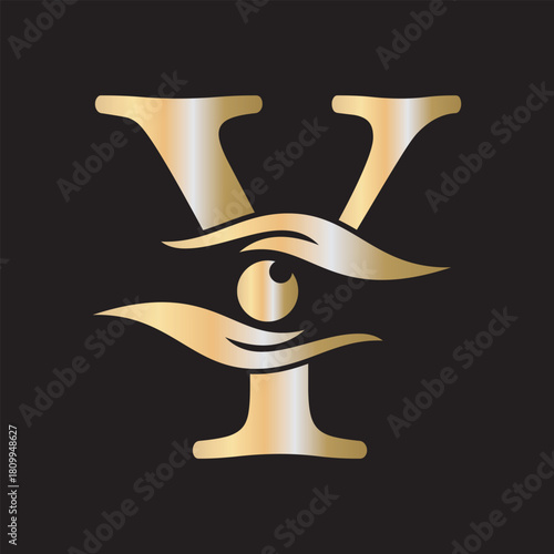 Initial Letter Y Charity Logo Combine with Hand and Eye Symbol