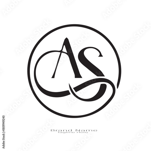 AS  letter mark and monogram branding logo design with a leaf. And your best choice.	