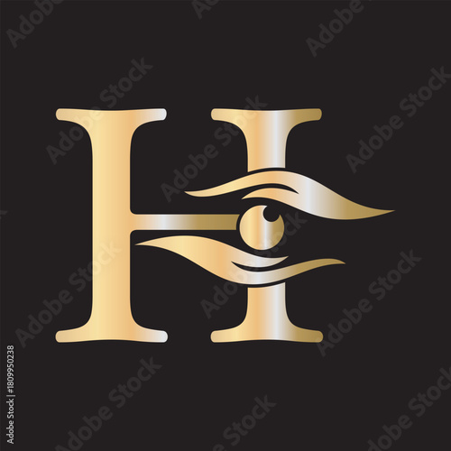 Initial Letter H Charity Logo Combine with Hand and Eye Symbol