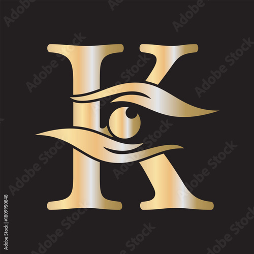 Initial Letter K Charity Logo Combine with Hand and Eye Symbol