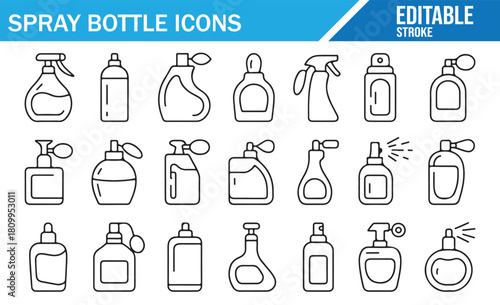 Line-style bottle icons for sanitation and wash products