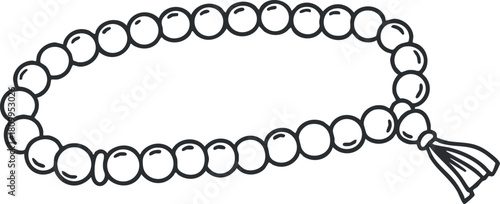 Outline vector illustration of a decorative bead bracelet with tassel, ideal for fashion and accessory design projects