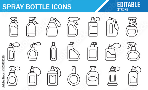 Outline trigger and pump bottle illustrations for detergents