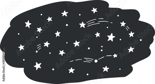 Abstract vector illustration of a starry night sky with scattered stars and celestial elements for creative design projects
