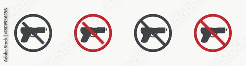 No gun allowed vector icon designs. No firearm flat icon signs