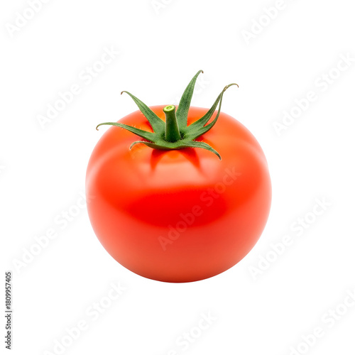 Wallpaper Mural A vibrant, ripe tomato, isolated on transparent background, showcases its smooth skin and fresh green stem, perfect for culinary and healthy eating themes Torontodigital.ca