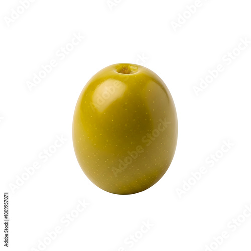 A single green olive isolated on transparent background is a healthy and delicious snack, perfect for adding flavor to any meal or recipe