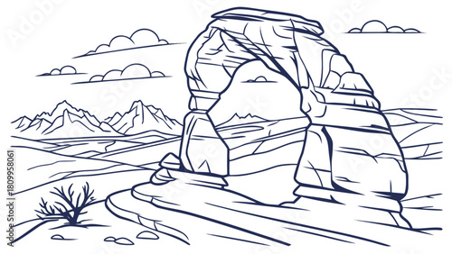 Arches National Park delicate arch line art