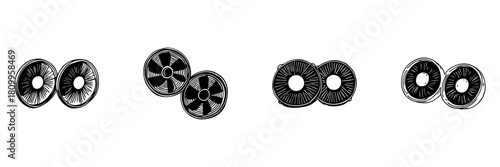 Contact Lenses And Fan Doodle Sketch Set. Vision Correction And Air Circulation Concepts In Hand Drawn Style Collection. Optical And Cooling Solutions. Hand Drawn Isolated Vector Illustration