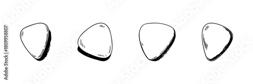 Guitar Pick Doodle Sketch Set. Musical Instrument Accessory And Sound Enhancement In Hand Drawn Style Collection. Isolated Vector Illustration