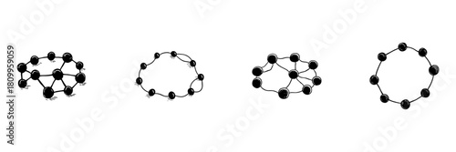 Molecular Structure Doodle Sketch Set. Chemical Bonding And Atomic Connections In Hand Drawn Style Collection. Scientific Illustration Of Molecules And Atoms. Isolated Vector Illustration