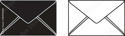 Two envelope icons one filled black and one outlined in white