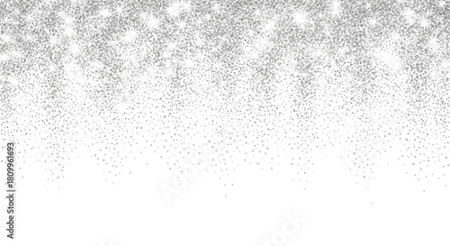 Falling silver glitter on a transparent background, creating a sparkling and festive texture for celebrations, holidays, and elegant designs, isolated on transparent background