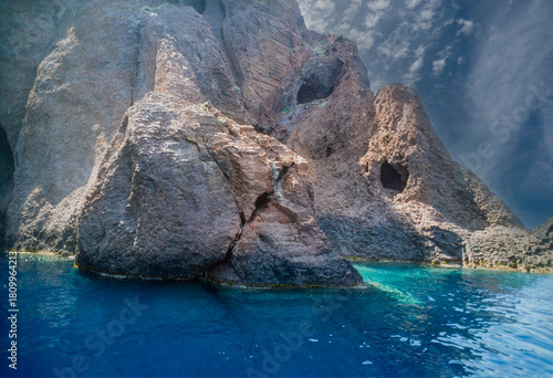 Rocks and waters of the Mediterranean in the fantastic Scandola Nature Reserve in Corsica, France