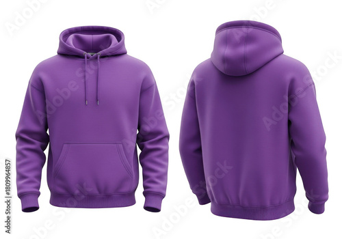 Wallpaper Mural Two views of a vibrant purple hooded sweatshirt isolated on transparent background Torontodigital.ca