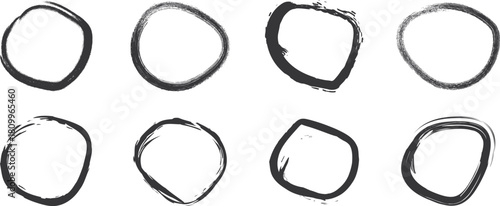Hand drawn grunge circles collection isolated on white background for emphasis