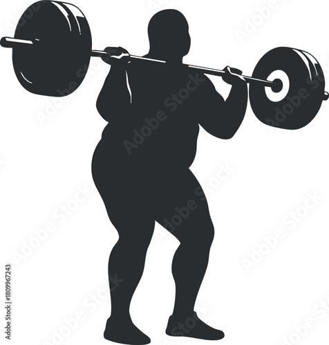 Bold silhouette vector illustration of a muscular athlete performing a weightlifting exercise, ideal for fitness and health contexts