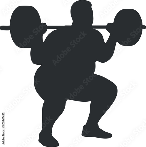 Silhouette vector illustration of a person performing a squat with a barbell, ideal for fitness and health concepts