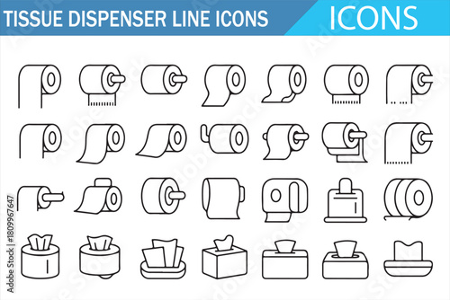 Hygiene tissue box and dispenser icon collection