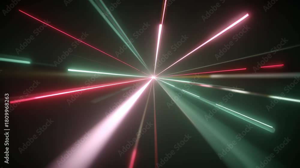 Looping Outward A vibrant, energetic display of laser beams radiates outward, creating ...