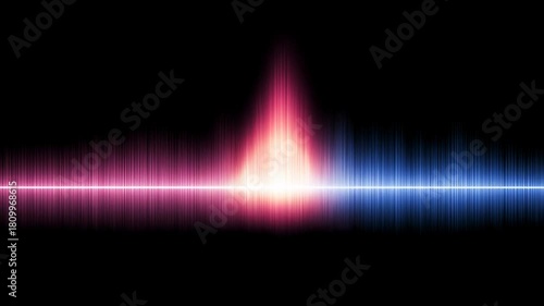Abstract visual representation of sound waves, with vibrant red and blue hues dancing in a mesmerizing display, creating a sense of energy. Seamless looping video.