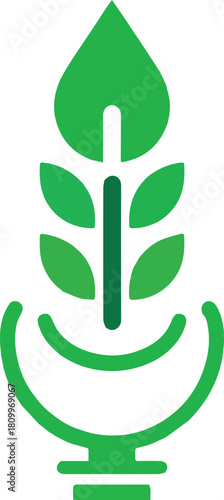 Modern flat illustration of lightbulb combined with leaf and plant representing eco innovation, sustainable energy and green technology concept.