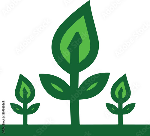 Modern flat illustration of lightbulb combined with leaf and plant representing eco innovation, sustainable energy and green technology concept.