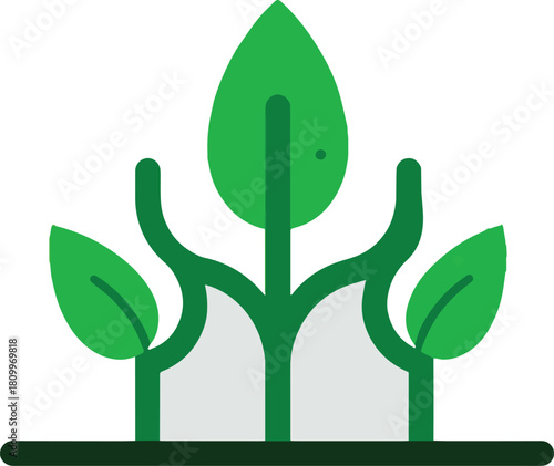 Modern flat illustration of lightbulb combined with leaf and plant representing eco innovation, sustainable energy and green technology concept.
