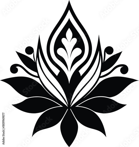 Classic ornamental motif rendered in refined decorative style silhouette Vector illustration