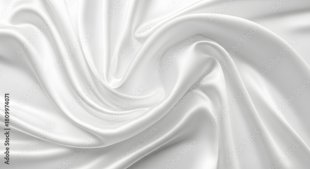 Obraz premium Elegant white silk fabric draped in soft waves and luxurious folds