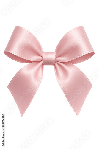 A beautiful satin pink ribbon bow tied perfectly with loops and tails isolated on transparent background
