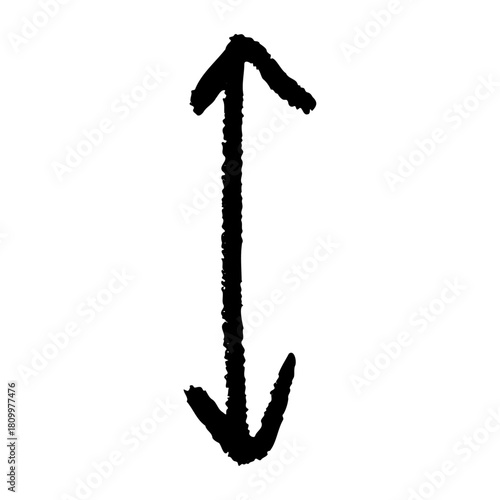 Chalk doodle arrow, pencil line with soft grain, crayon highlight strip in sketch style, charcoal shading with scribble texture, gritty surface and worn look.