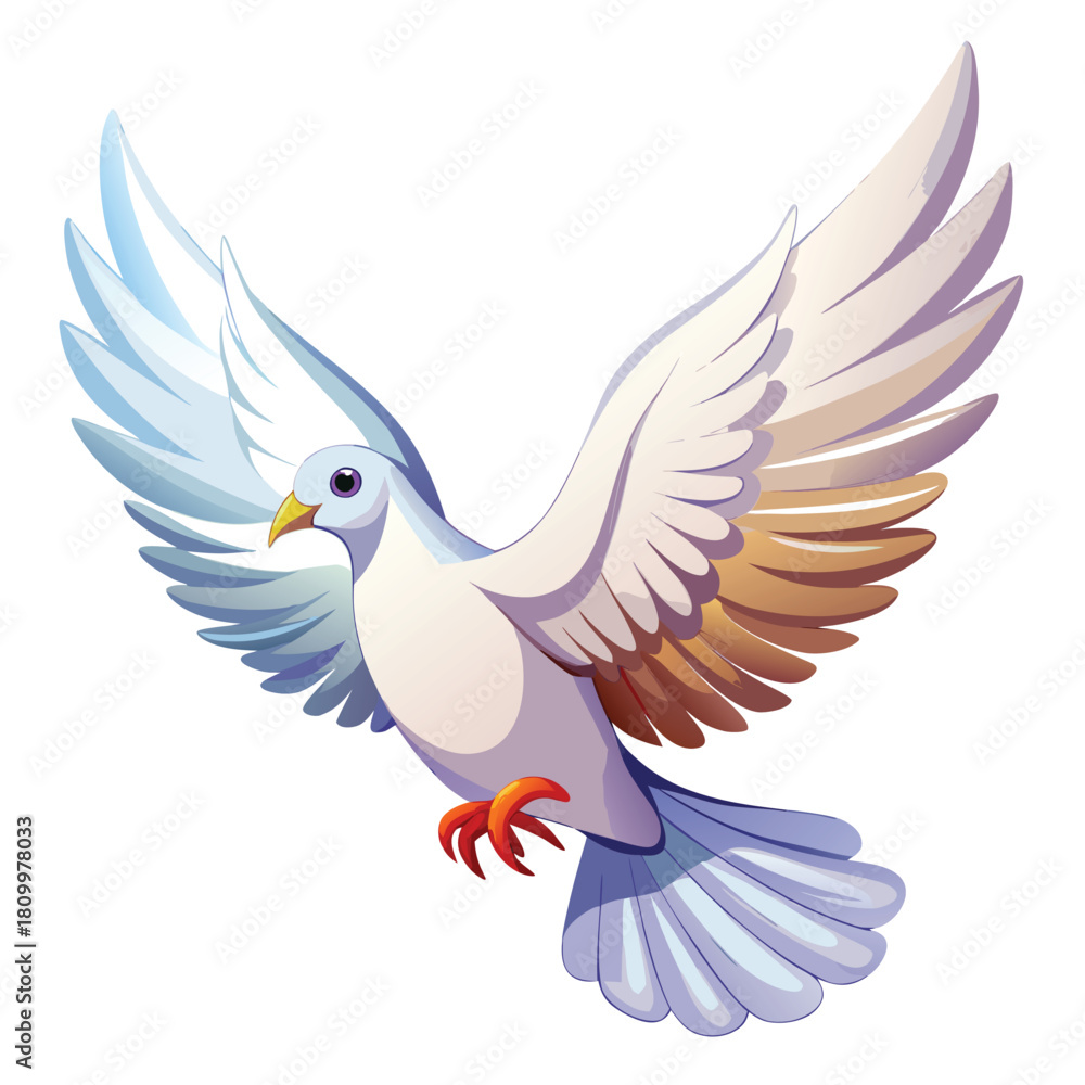 Obraz premium Cartoon dove with wings spread, flying gracefully through air. cartoon