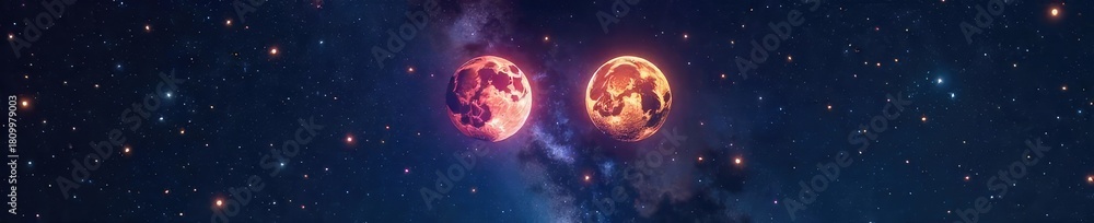 Obraz premium Gemini Constellation Twin Stars Shine Brightly in a Magical Night Sky Nebula
