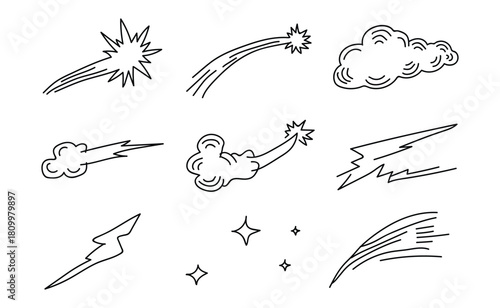Dynamic hand drawn comic speed lines and motion effects for creative projects