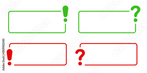 Exclamation And Question Mark Frame Border Set. Communication, Inquiry, And Alert Symbol Collection. Dialogue And Messaging Interface Design. Isolated Vector Illustration