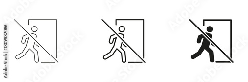 No Entry Sign With Person Line And Solid Icon Set. Restricted Access, Prohibited Area, And Safety Warning Outline And Silhouette Symbol. Security And Compliance. Isolated Vector Illustration