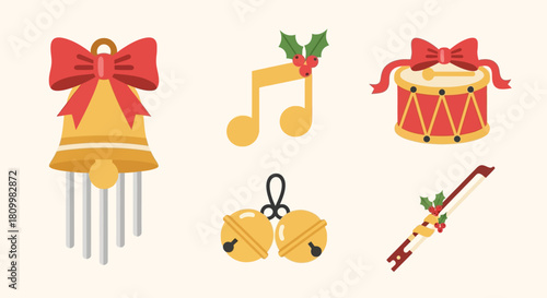 Cute Christmas Character Icons Santa, Reindeer, Elf, Snowman, and Polar Bear Illustrations