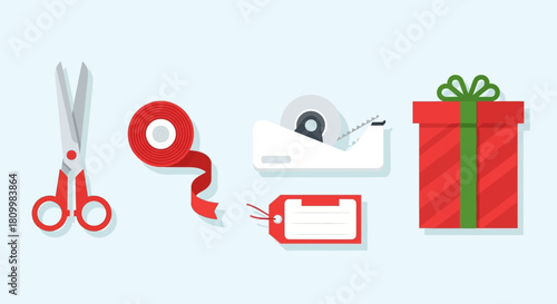 Cute Christmas Character Icons Santa, Reindeer, Elf, Snowman, and Polar Bear Illustrations