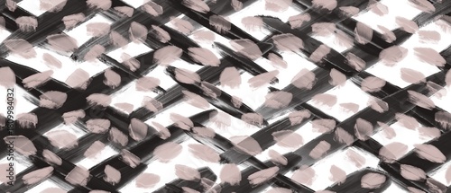 Seamless abstract textured pattern. Pink, black stains on white. Digital brush strokes. Design for textile fabrics, wrapping paper, background, wallpaper, cover. Illustration.