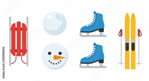 Cute Christmas Character Icons Santa, Reindeer, Elf, Snowman, and Polar Bear Illustrations