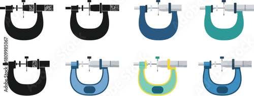A collection of caliper tools displayed in various shades and angles