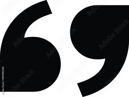 A simple image displaying a pair of black curved double quotation marks