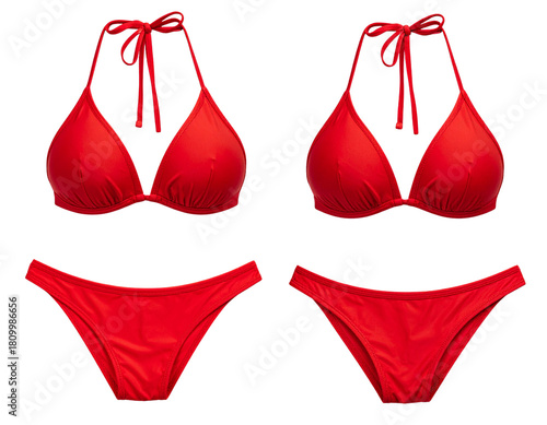 Untitled design - Red Bikini Set Front View With Clean Symmetric Layout, Isolated on Transparent Background (3)