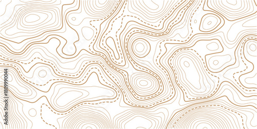 Topographic map contour background. Topo with elevation. The concept of a conditional geography scheme and contour line map image.Geographic mountain relief diagram line wave carve pattern.