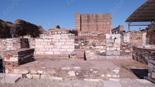 An evocative view of  Sardis Ancient City  ruins At Manisa Turkey , showcasing intricate stone work and weathered textures