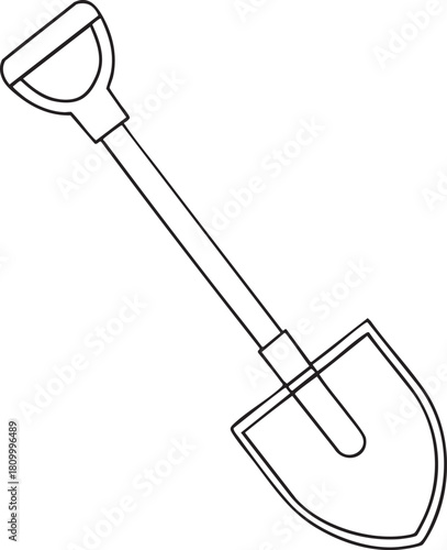 Shovel outline artwork showing classic outdoor digging tools designed for gardening landscaping and soil movement