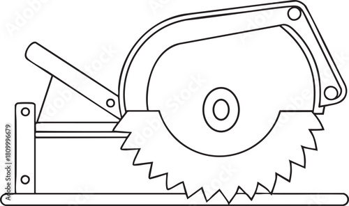 Circular saw line illustration representing powerful cutting tool used in woodworking diy and construction jobs